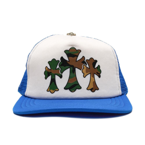 Chrome Hearts Triple Cross Trucker Hat Blue/White