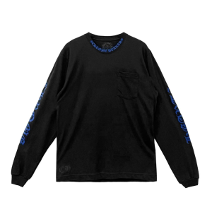Chrome Hearts Blue Neck Logo Long Sleeve T-Shirt