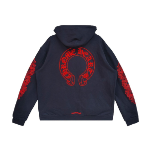 Chrome Hearts Horseshoe Floral Hoodie Navy/Red