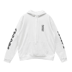Chrome Hearts Vertical Logo Pullover Hoodie White/BLACK