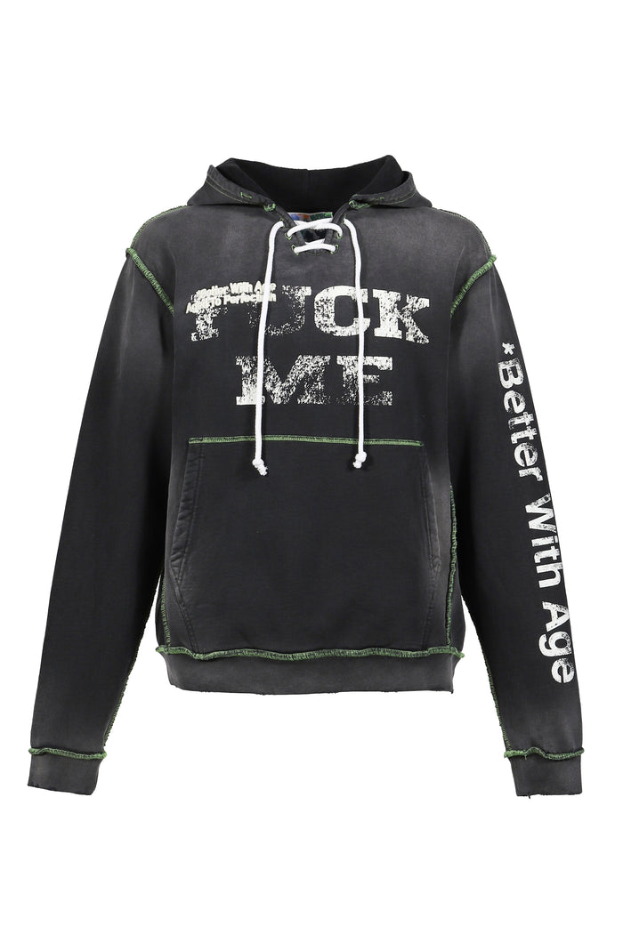 Better With Age FUCK ME HOODIE / FADED BLACK - Coppra Miami