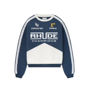 Rhude Champions Crewneck Sweatshirt Navy And Vintage White