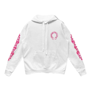 Chrome Hearts horseshoe-logo graphic hoodie white/pink