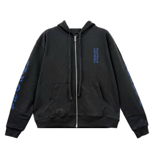 Chrome Hearts Blue Script Thermal Zip Up Hoodie