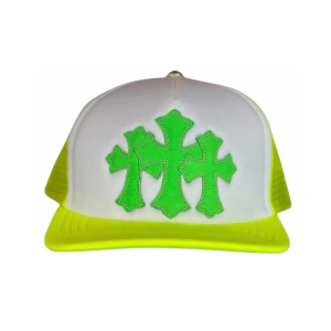 Chrome Hearts Cemetery Cross Trucker Hat Neon Yellow