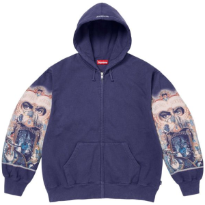 Supreme Michael Jackson Dangerous Zip Up Hooded Sweatshirt Washed Navy