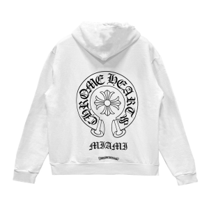 Chrome Hearts Miami Exclusive Horseshoe Logo White Pullover Hoodie