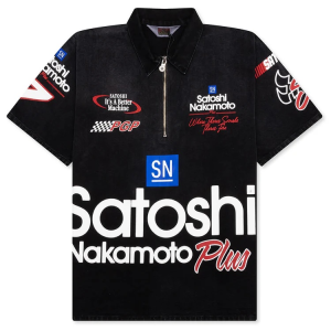 SATOSHI NAKAMOTO MECHANIC HALF ZIP ~ VINTAGE BLACK