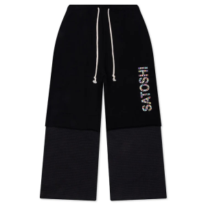 SATOSHI NAKAMOTO DOUBLE LAYER STUDDED SWEATPANT ~ BLACK
