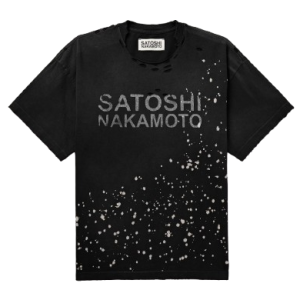 SATOSHI NAKAMOTO Luke Distressed Logo-Print T-Shirt Black