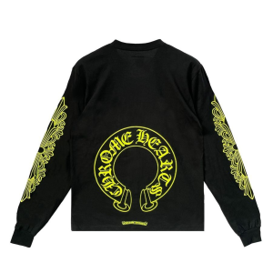 Chrome Hearts Neon Yellow Horseshoe Long Sleeve Tee Black/Neon