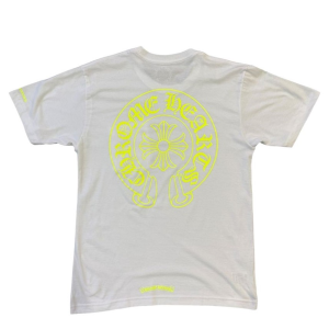 Chrome Hearts Horseshoe Logo Pocket Short Sleeve Tee Shirt White Neon Green
